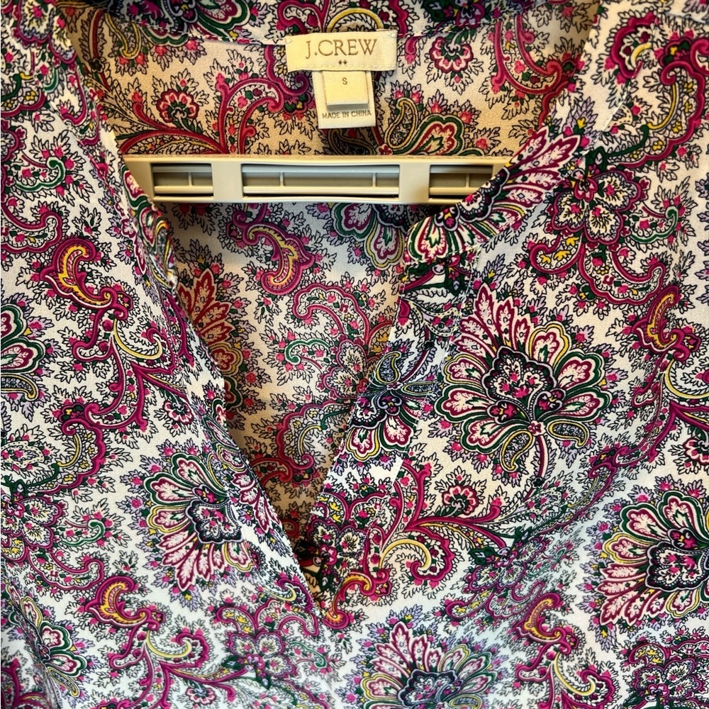 🤎 J.CREW Women's Paisley Print Top - Colorful Sz S - Picture 7 of 8